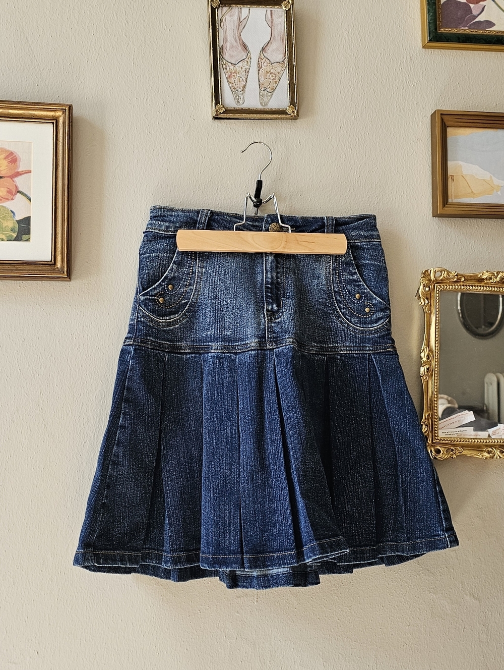 Denim Pleated Skirt